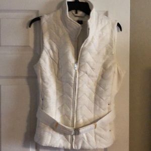 WHBM Quilted Vest with Silver Stitching and Belt